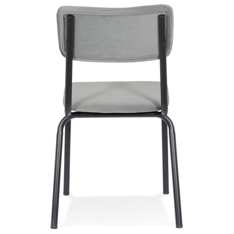 Retro and vintage velvet kitchen chair stackable MILOU (gray) - image 61223