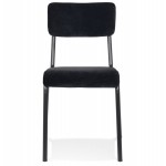 Retro and vintage velvet kitchen chair stackable MILOU (black)