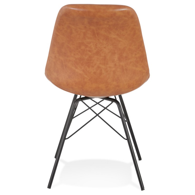 Chaise style industriel en polyuréthane et pieds noirs FANTAZA (marron) - image 61290