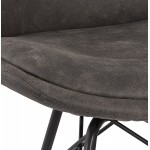 Industrial style chair in microfiber and black legs NELYA (dark grey)