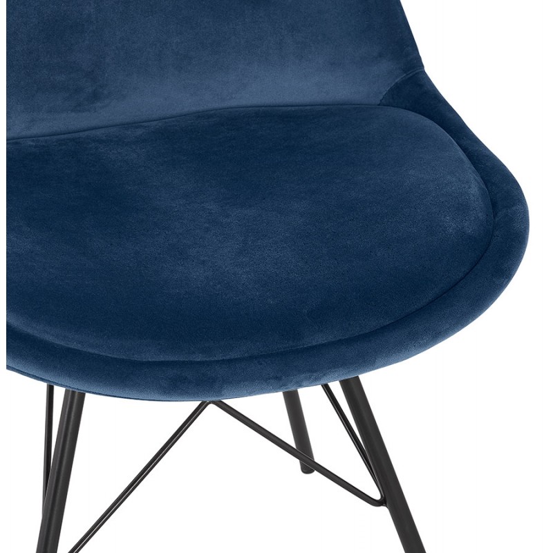 Chaise design en tissu velours pieds métal noirs IZZA (bleu) - image 61320