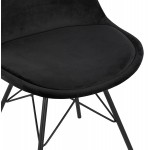 Design chair in velvet fabric feet metal black IZZA (black)