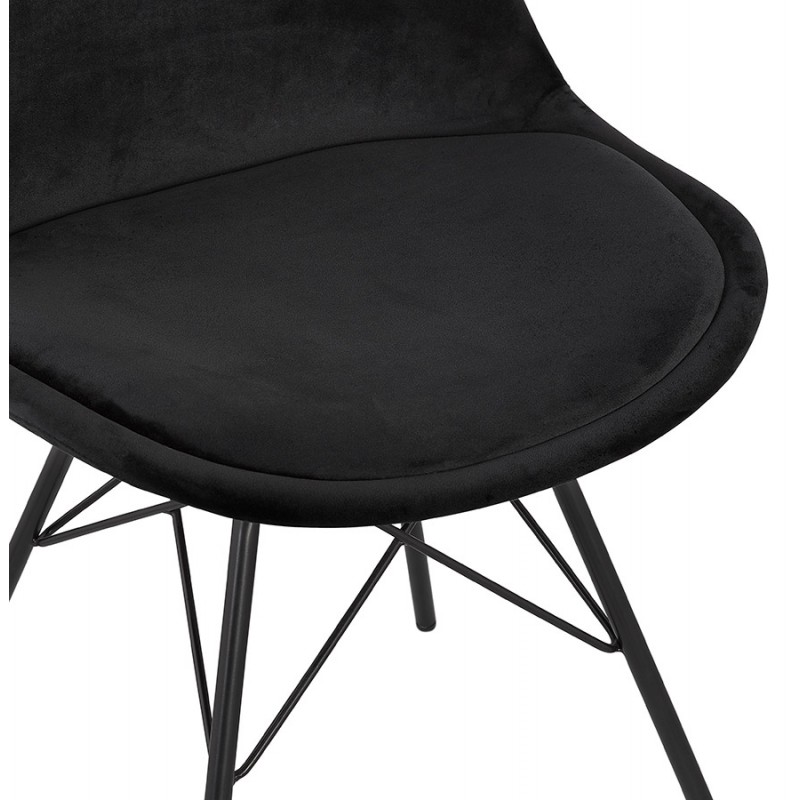 Design chair in velvet fabric feet metal black IZZA (black) - image 61330