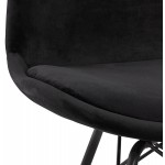Chaise design en tissu velours pieds métal noirs IZZA (noir)