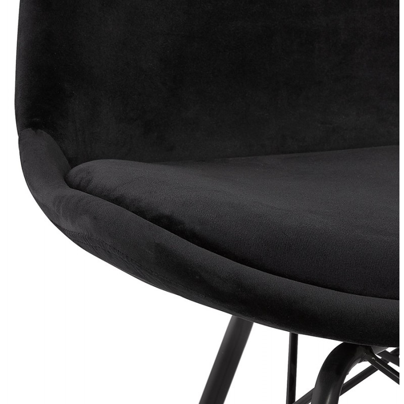 Chaise design en tissu velours pieds métal noirs IZZA (noir) - image 61331