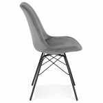 Design-Stuhl aus schwarzem Metall Samtstofffüße schwarz IZZA (grau)