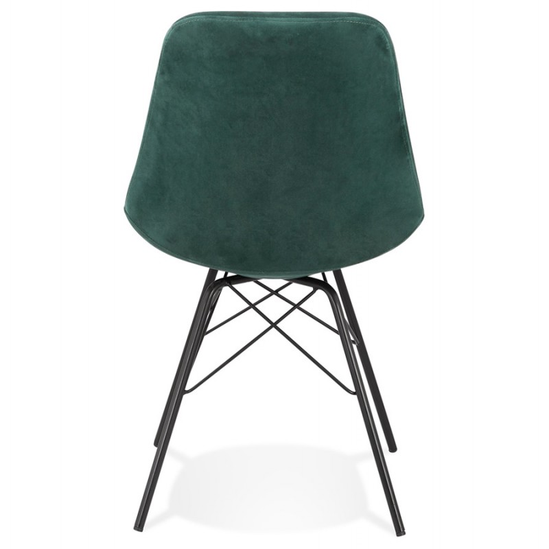 Chaise design en tissu velours pieds métal noirs IZZA (vert) - image 61349