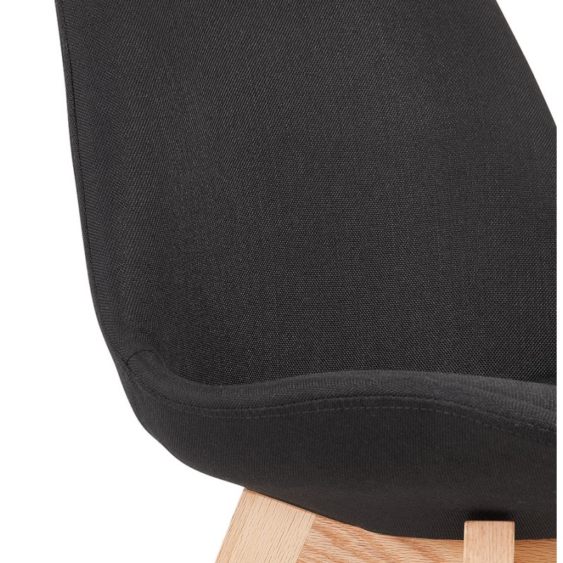 Chaise design en tissu pieds bois naturel NAYA (noir) - image 61429