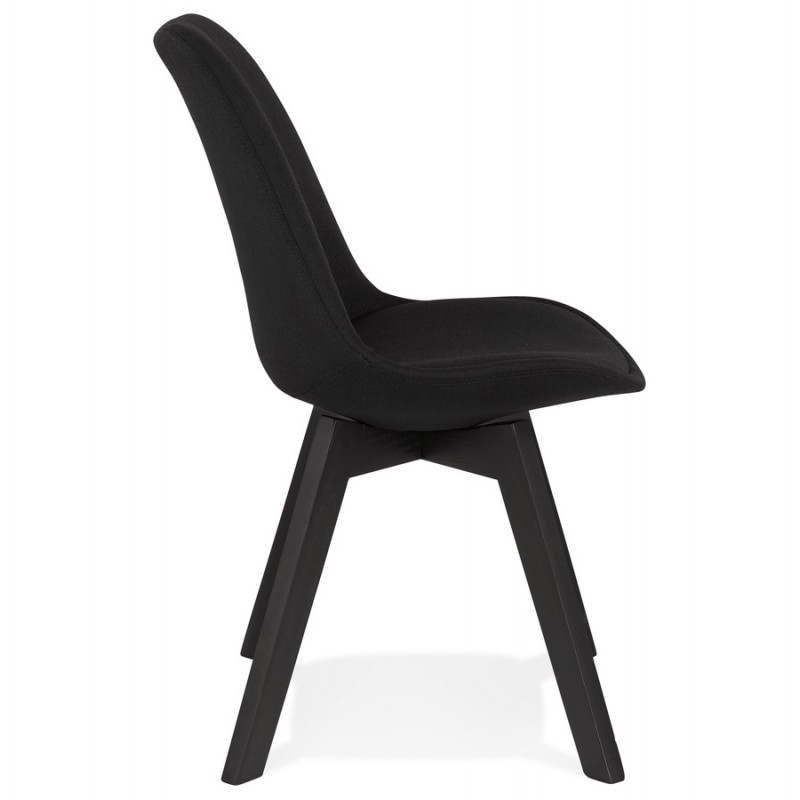 Chaise design en tissu pieds bois noir NAYA (noir) - image 61433