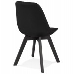 Chaise design en tissu pieds bois noir NAYA (noir)