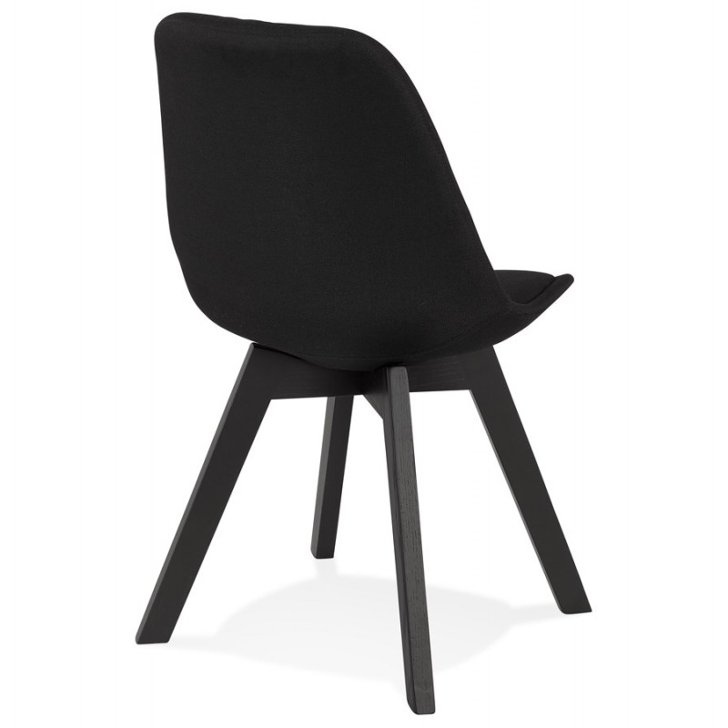 Chaise design en tissu pieds bois noir NAYA (noir) - image 61434