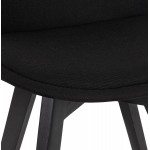 Chaise design en tissu pieds bois noir NAYA (noir)