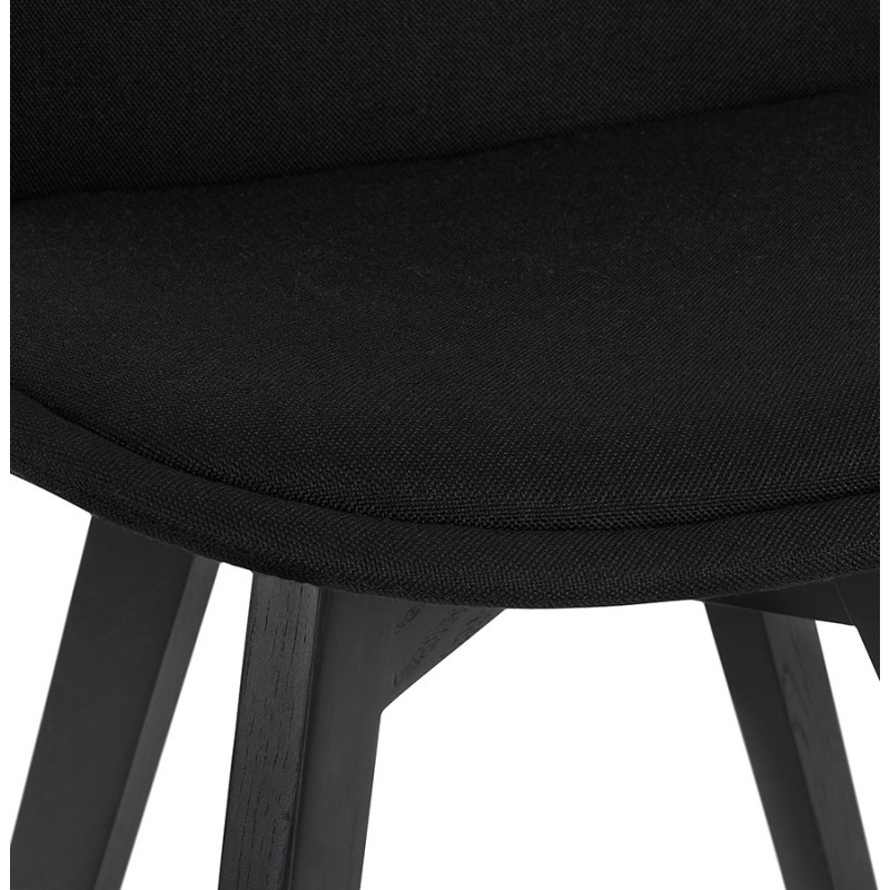 Chaise design en tissu pieds bois noir NAYA (noir) - image 61437