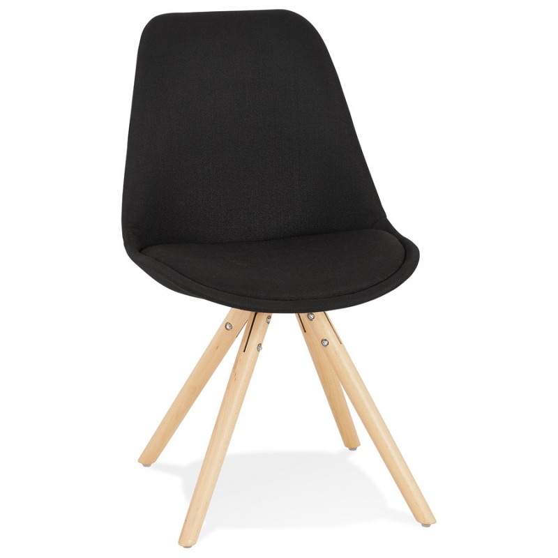 Chaise design scandinave ASHLEY en tissu pieds couleur naturelle (noir) - image 61440