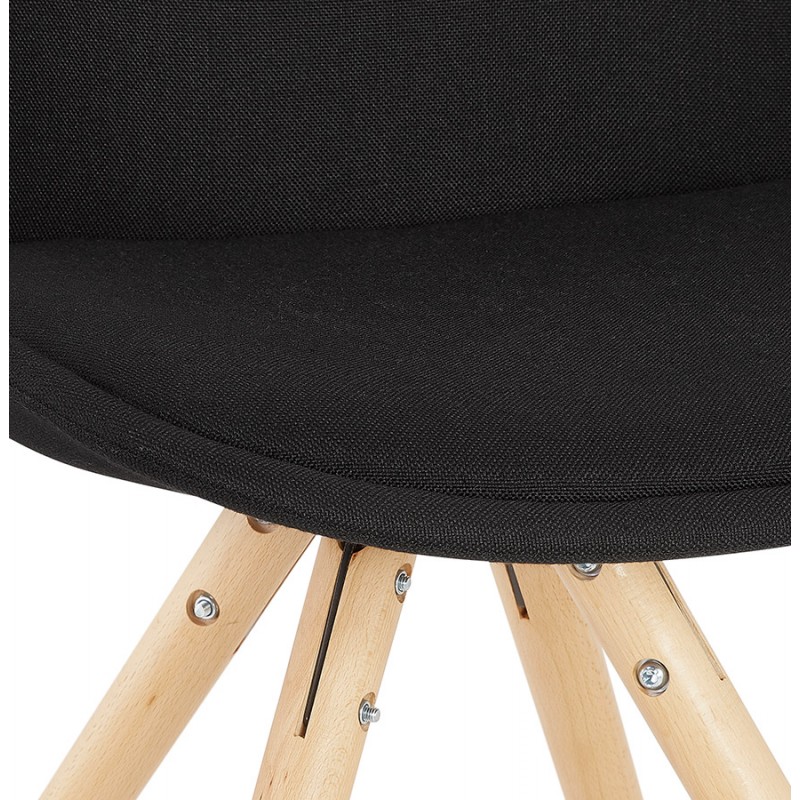 Chaise design scandinave ASHLEY en tissu pieds couleur naturelle (noir) - image 61445