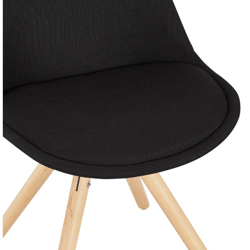 Chaise design scandinave ASHLEY en tissu pieds couleur naturelle (noir) - image 61446