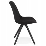 Chaise design scandinave ASHLEY en tissu pieds couleur noir (noir)
