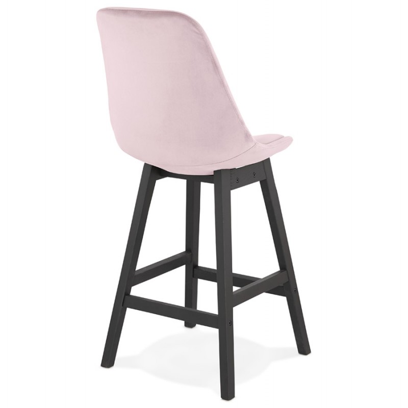 Mid-height design velvet bar stool feet wood black CAMY MINI (Pink) - image 61657