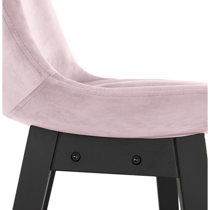 Mittelhohes Design Barhocker aus Samt Füße Holz schwarz CAMY MINI (Pink) - image 61661