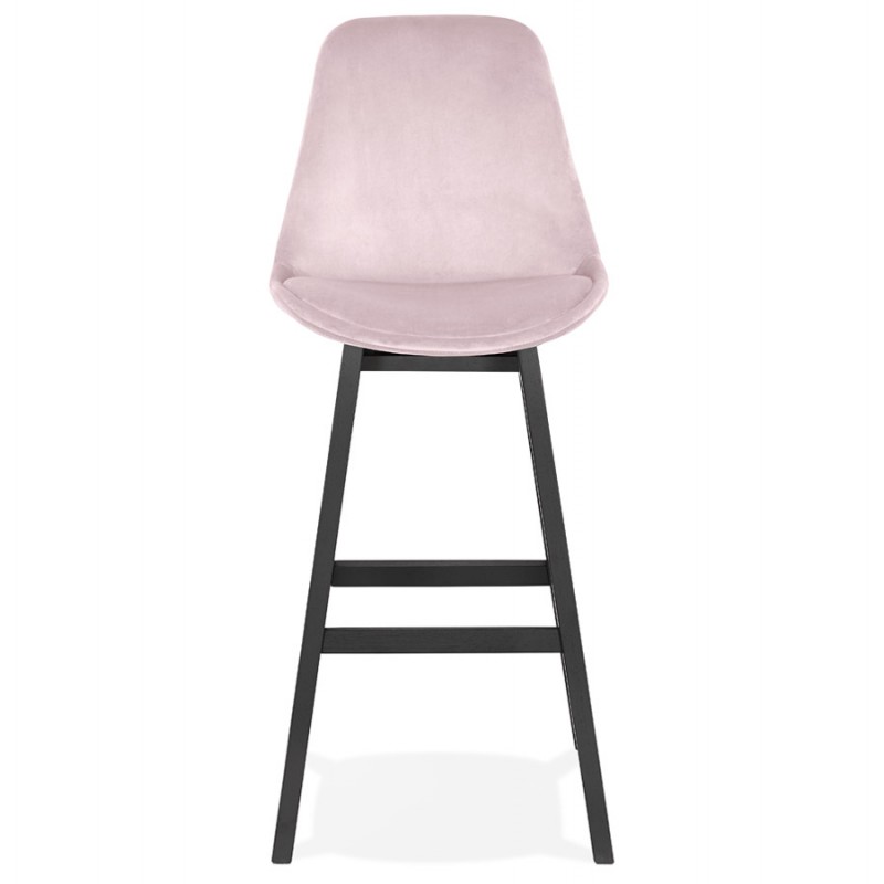 Design bar stool in velvet feet black wood CAMY (Pink) - image 61665