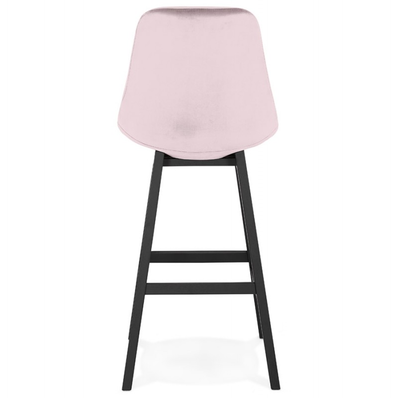 Design bar stool in velvet feet black wood CAMY (Pink) - image 61668