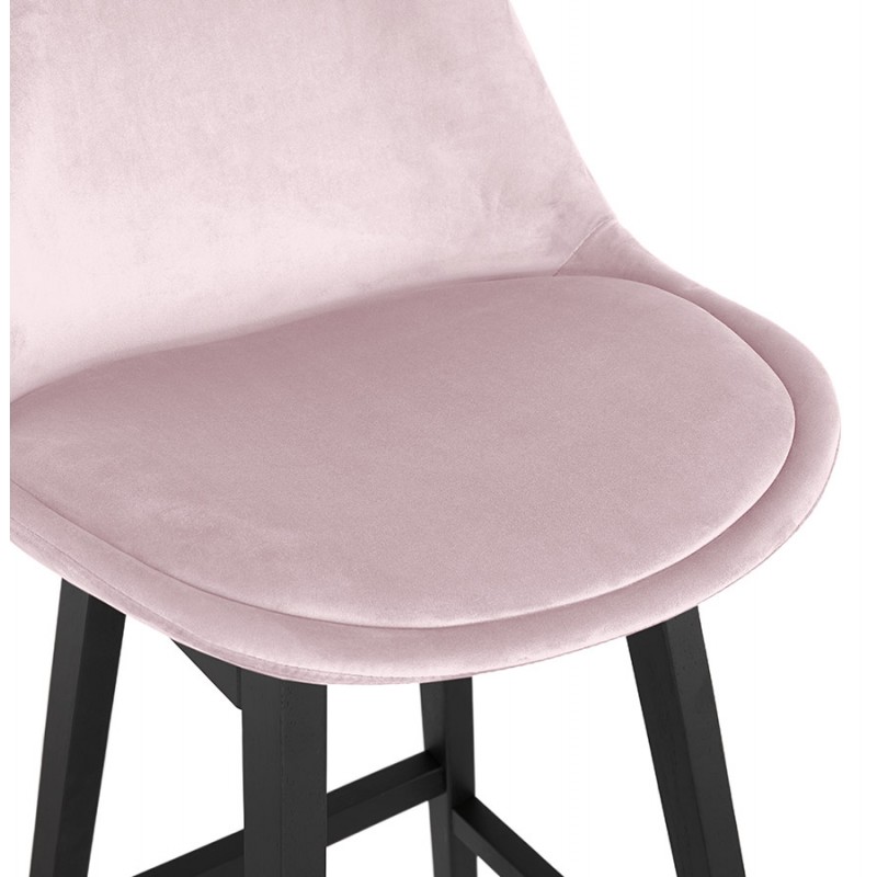 Design bar stool in velvet feet black wood CAMY (Pink) - image 61669