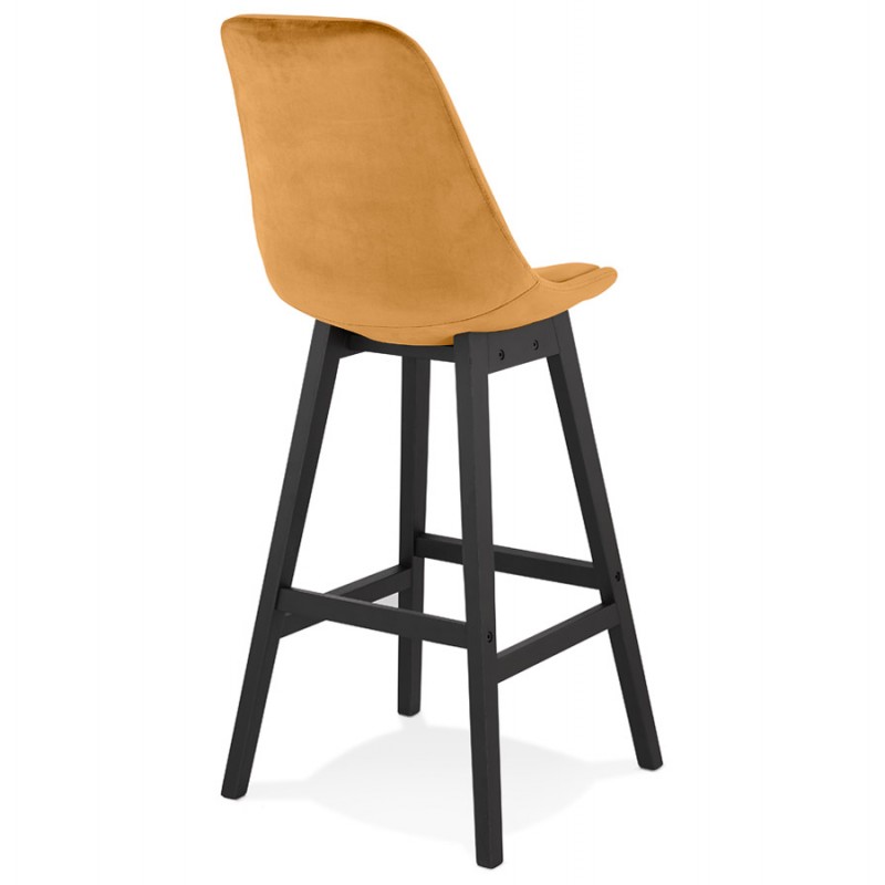 Design bar stool in velvet feet black wood CAMY (Mustard) - image 61707