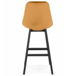 Design bar stool in velvet feet black wood CAMY (Mustard)