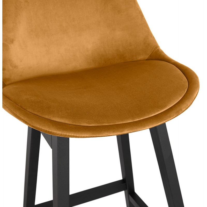 Design bar stool in velvet feet black wood CAMY (Mustard) - image 61710