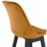 Design bar stool in velvet feet black wood CAMY (Mustard)