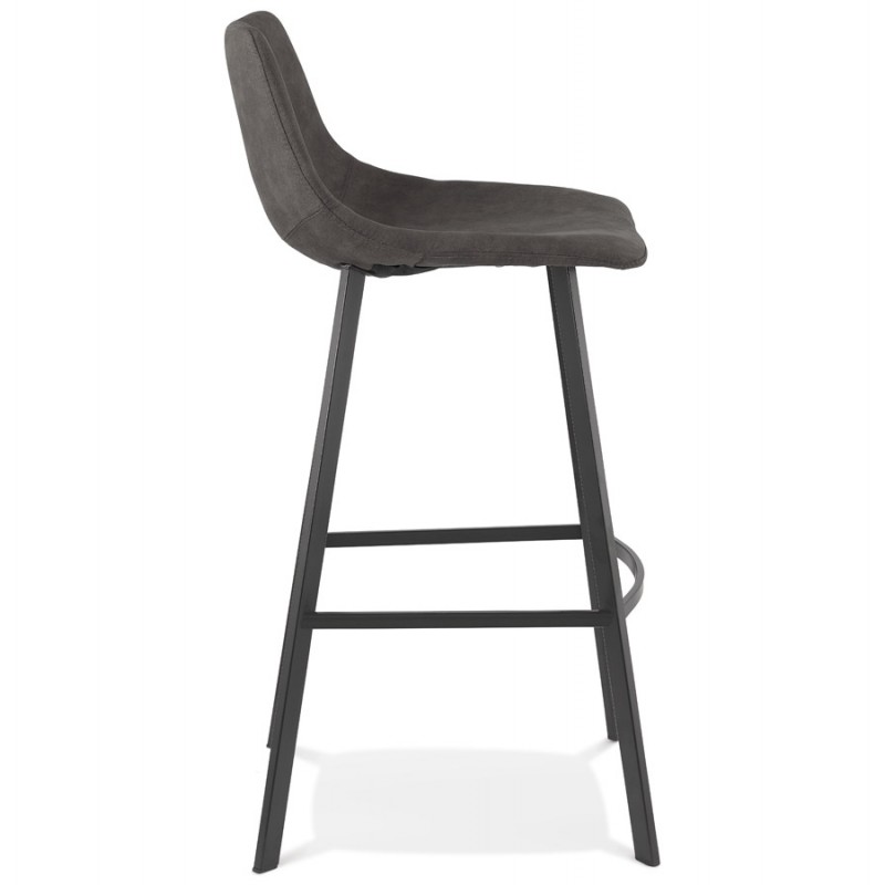 Design bar stool in microfiber feet metal black PAULA (dark gray) - image 61716
