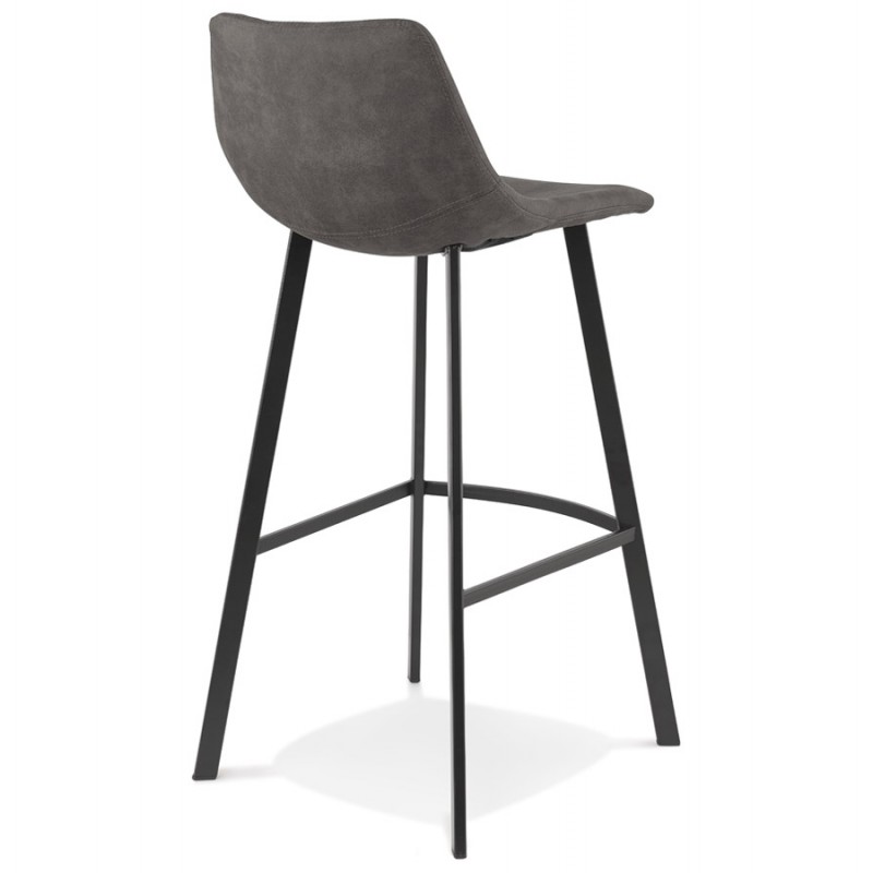 Design bar stool in microfiber feet metal black PAULA (dark gray) - image 61717