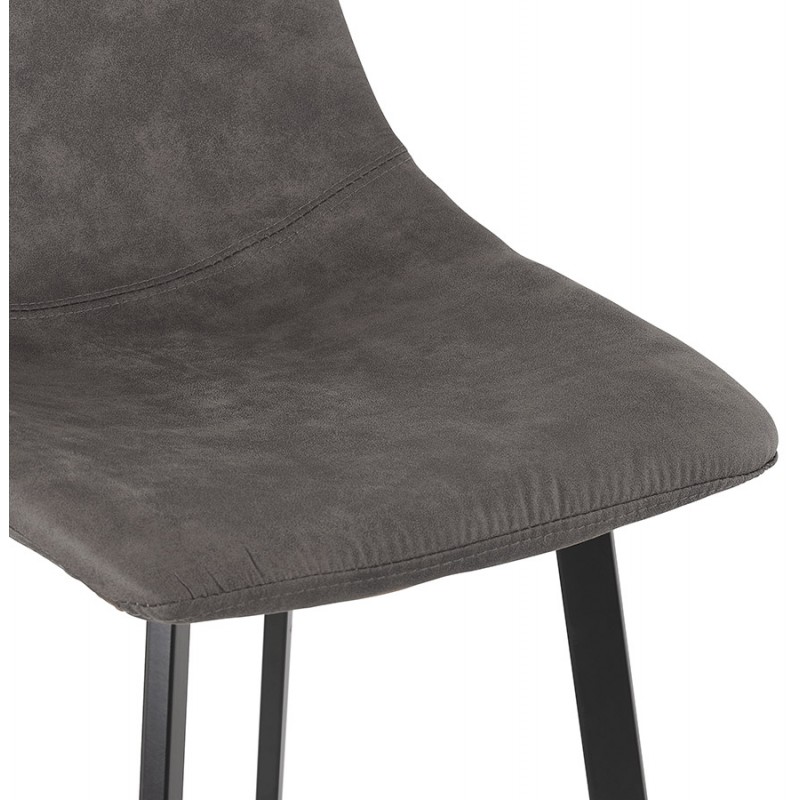 Design bar stool in microfiber feet metal black PAULA (dark gray) - image 61719
