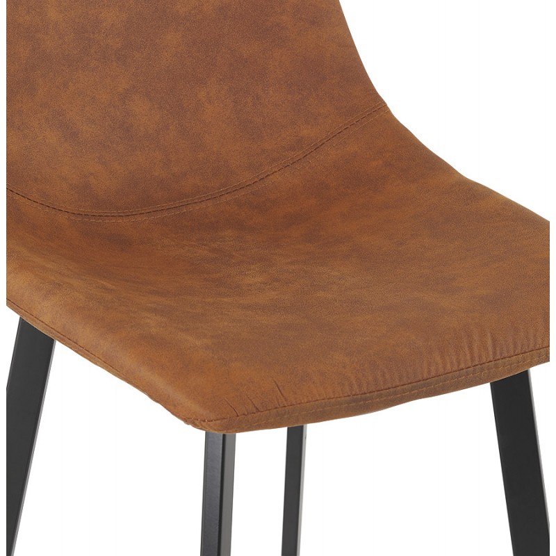 Design bar stool in microfiber feet black metal PAULA (brown) - image 61733