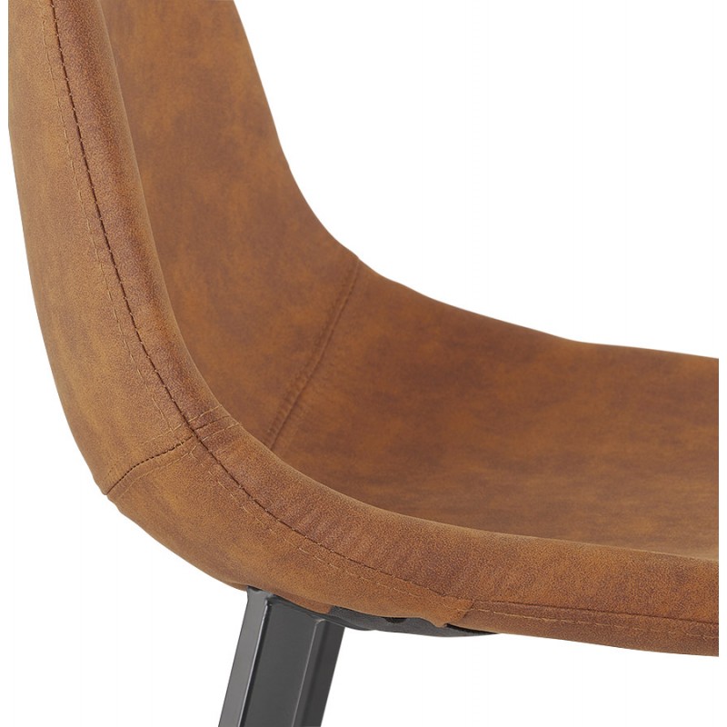 Design bar stool in microfiber feet black metal PAULA (brown) - image 61736