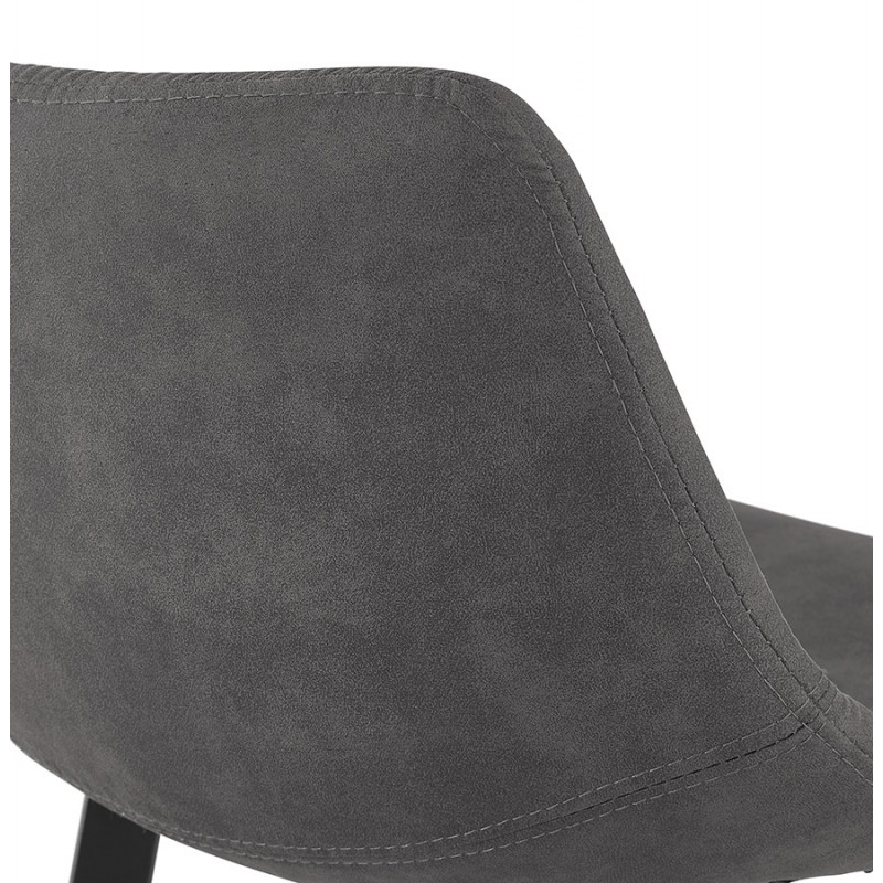 Snack stool mid-height design microfiber feet metal black PAULA MINI (dark gray) - image 61750