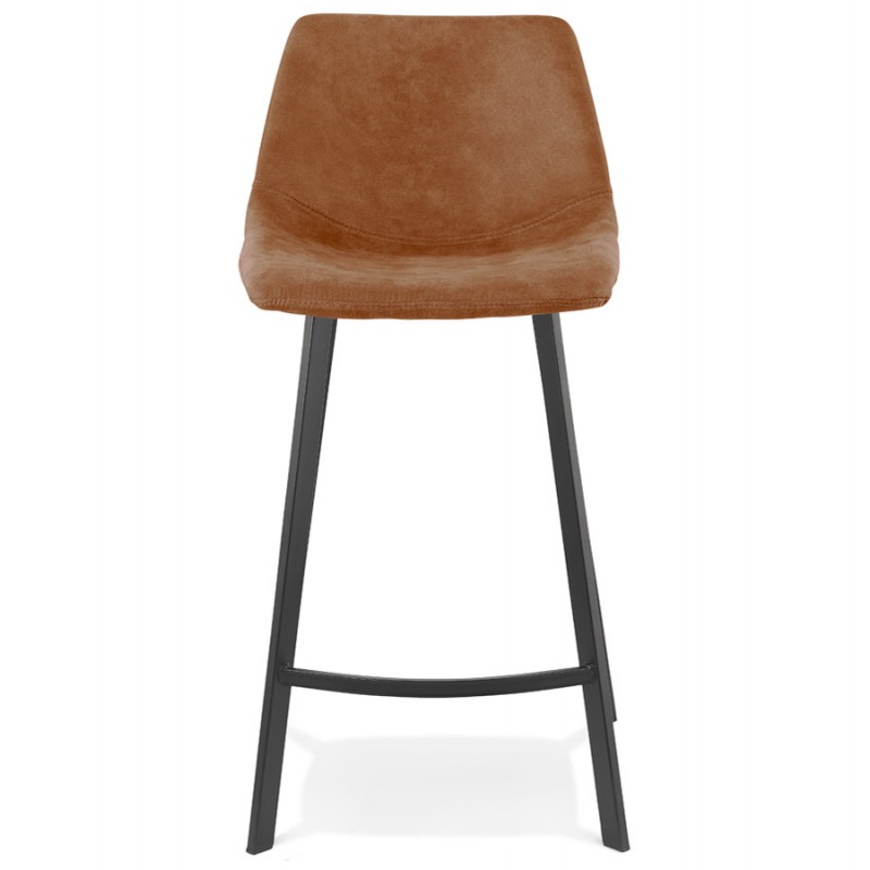 Snack stool mid-height design microfiber feet metal black PAULA MINI (brown) - image 61755