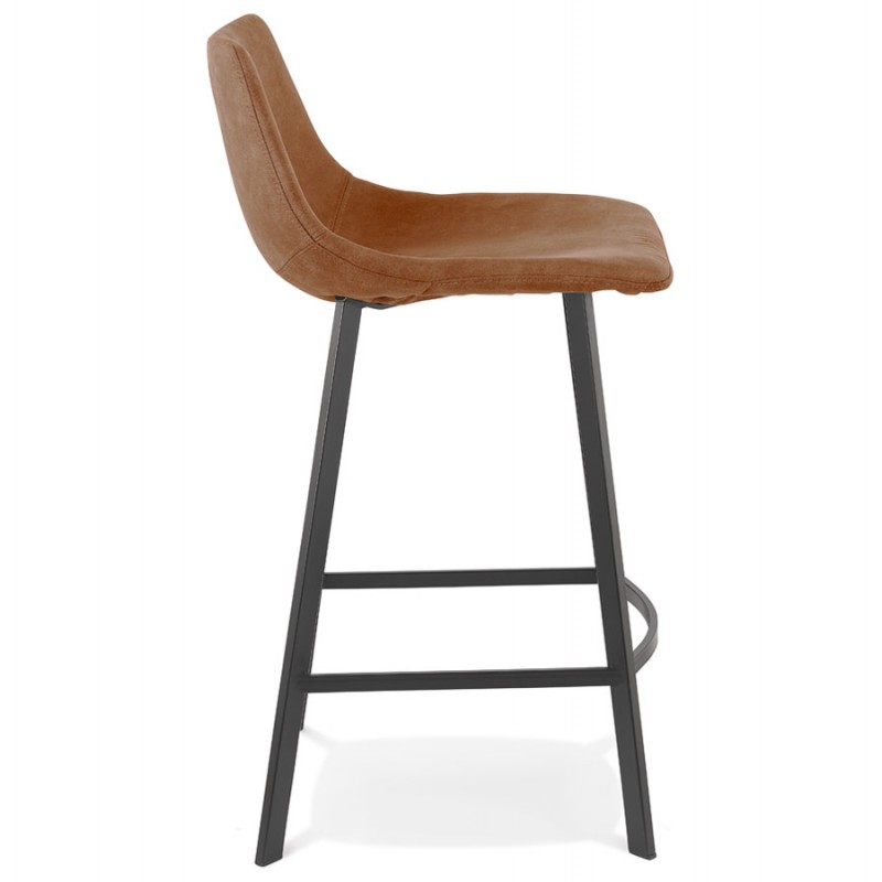 Snack stool mid-height design microfiber feet metal black PAULA MINI (brown) - image 61756