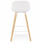 Mid-height design snack stool in polypropylene feet natural wood LUNA MINI (white)