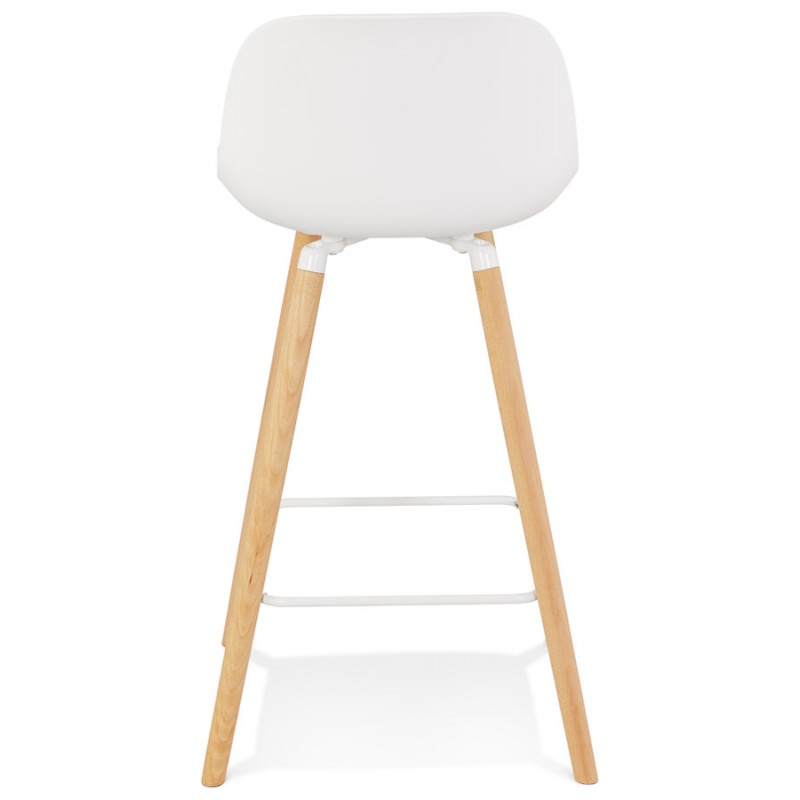 Mid-height design snack stool in polypropylene feet natural wood LUNA MINI (white) - image 61771