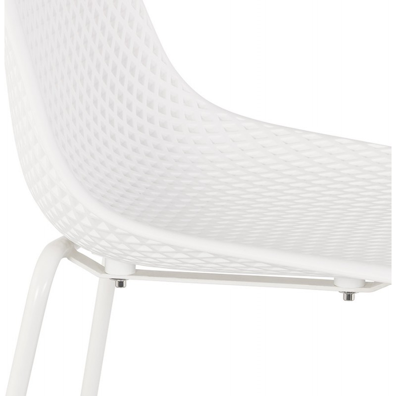 Metal bar stool Indoor-Outdoor metal feet MAXENCE (white) - image 61842