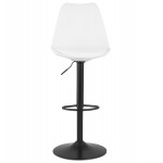 Adjustable rotary and vintage bar stool and black metal foot PILOU (white)