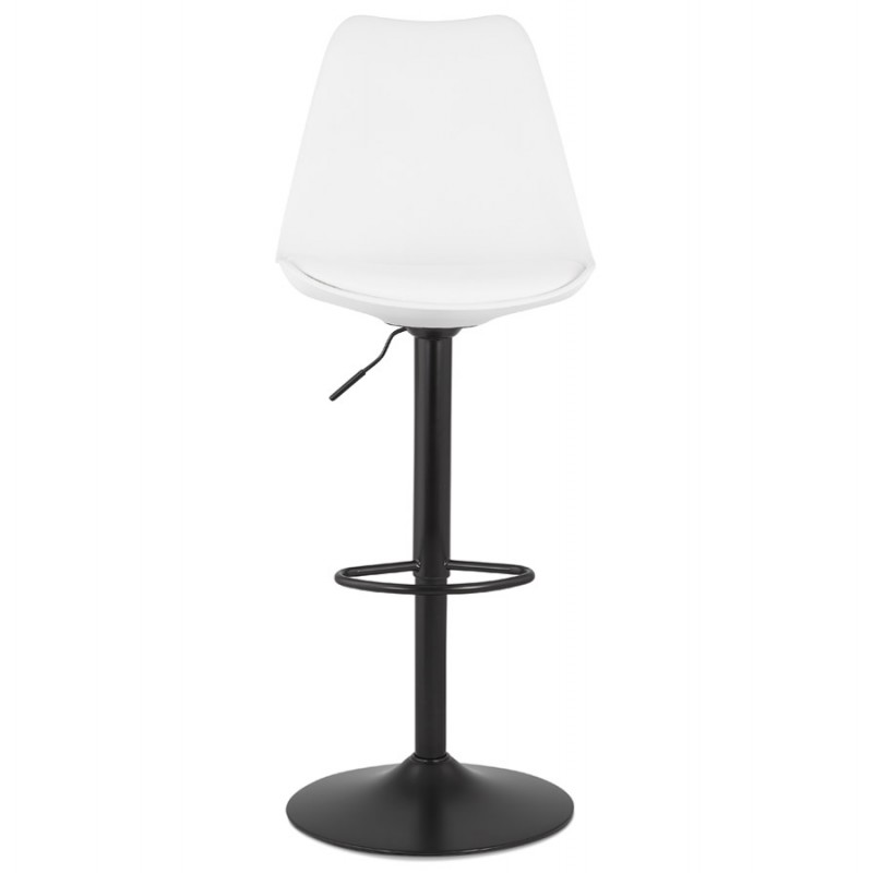 Adjustable rotary and vintage bar stool and black metal foot PILOU (white) - image 61918