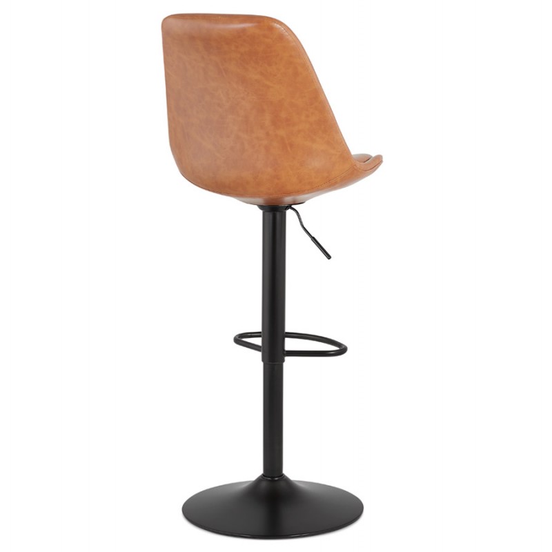 Adjustable rotary polyurethane bar stool and black metal foot JANO (brown) - image 61969