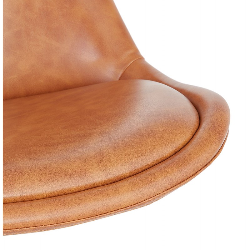 Adjustable rotary polyurethane bar stool and black metal foot JANO (brown) - image 61974