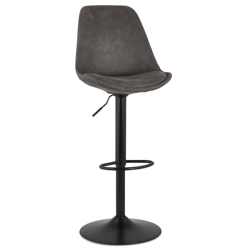 Adjustable rotary bar stool in microfiber and black metal foot MANIA (dark gray) - image 61982