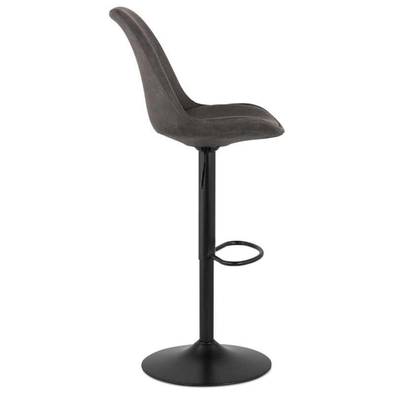 Adjustable rotary bar stool in microfiber and black metal foot MANIA (dark gray) - image 61984