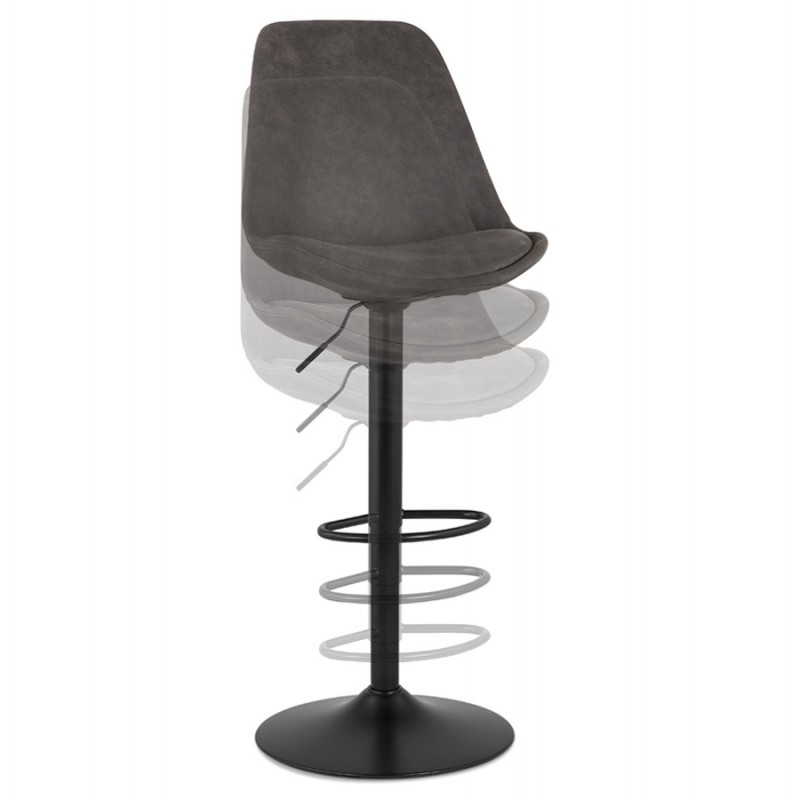 Adjustable rotary bar stool in microfiber and black metal foot MANIA (dark gray) - image 61989