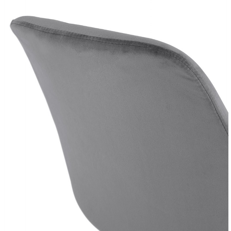 Tabouret de bar réglable rotatif et vintage et velours pied métal noir CARLO (gris) - image 62057