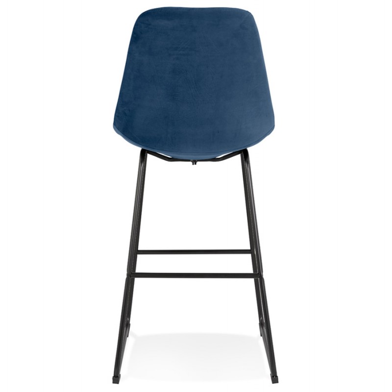 Industrial bar stool in velvet feet black metal MALIOU (blue) - image 62125